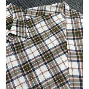 Eddie Bauer Shirt Mens Small Green Navy‎ Plaid Button Down Long Sleeve Cotton
